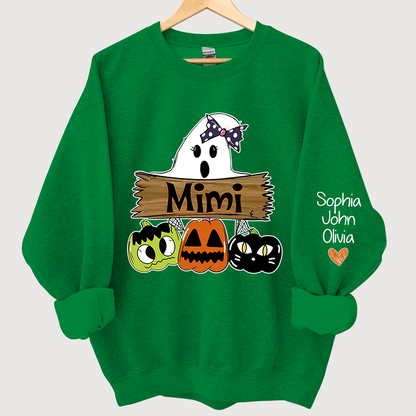 Pumpkin Ghost Halloween Mimi,Grandma And Grandkids Sweatshirt