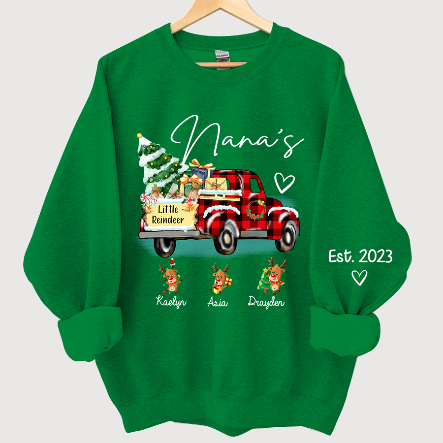 Nana's little reindeer Christmas And Grandkids Sweatshirt