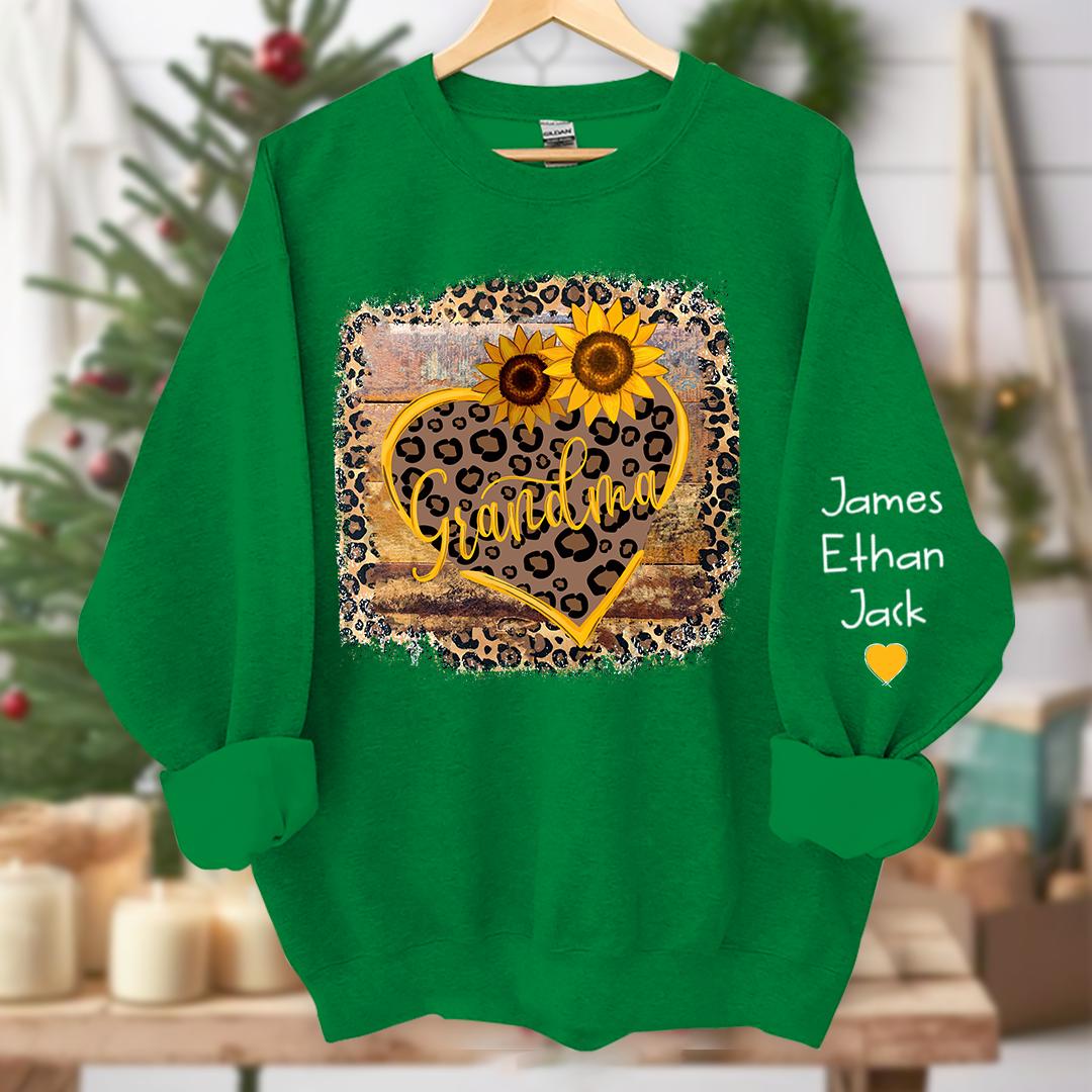 Personalized Mimi Heart Sunflower Sweatshirt Custom Grandma and Grandkids Sweatshirt