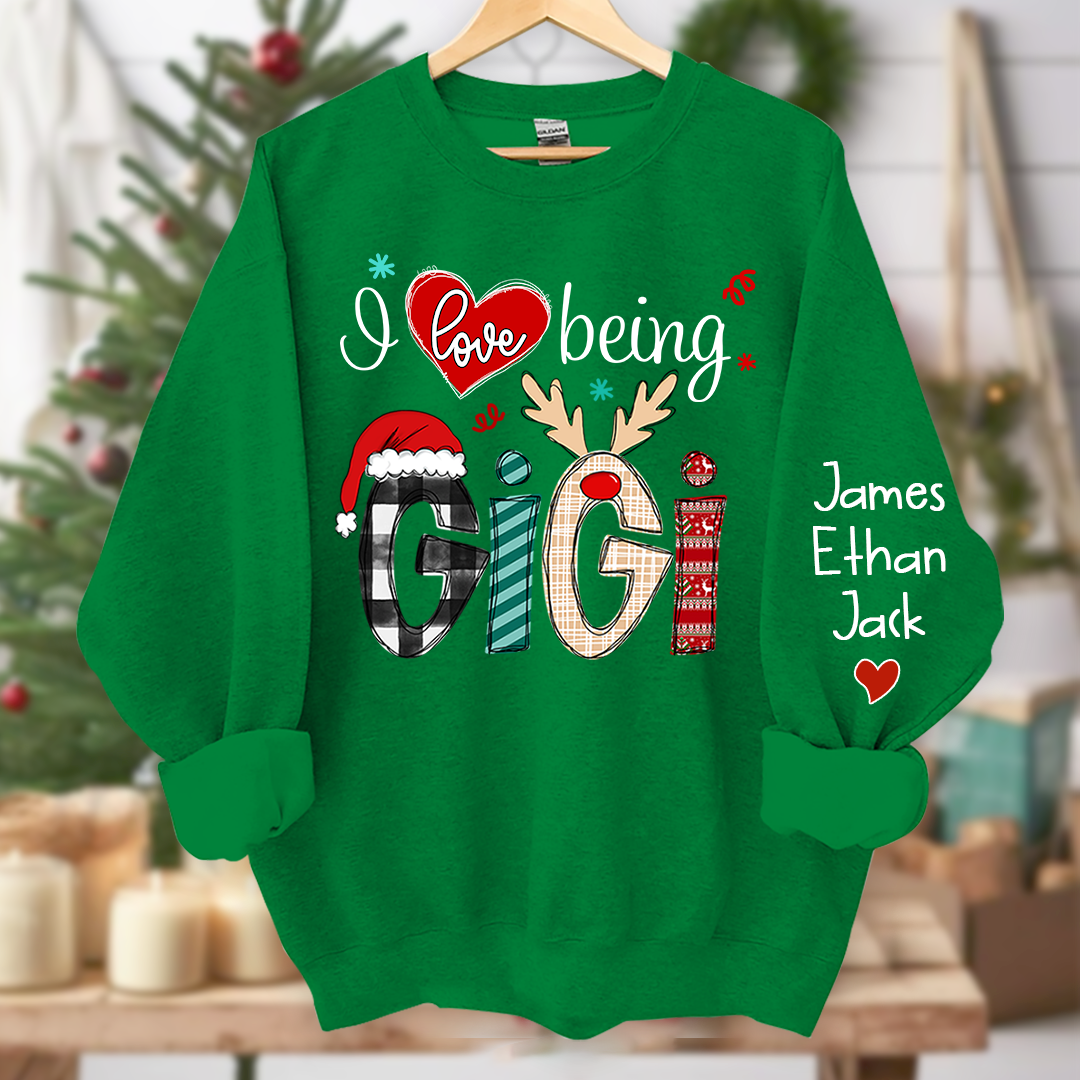 Christmas I love being Gigi Claus Sweatshirt, Merry Christmas Nana Sweatshirt, Custom Grandma Claus Christmas