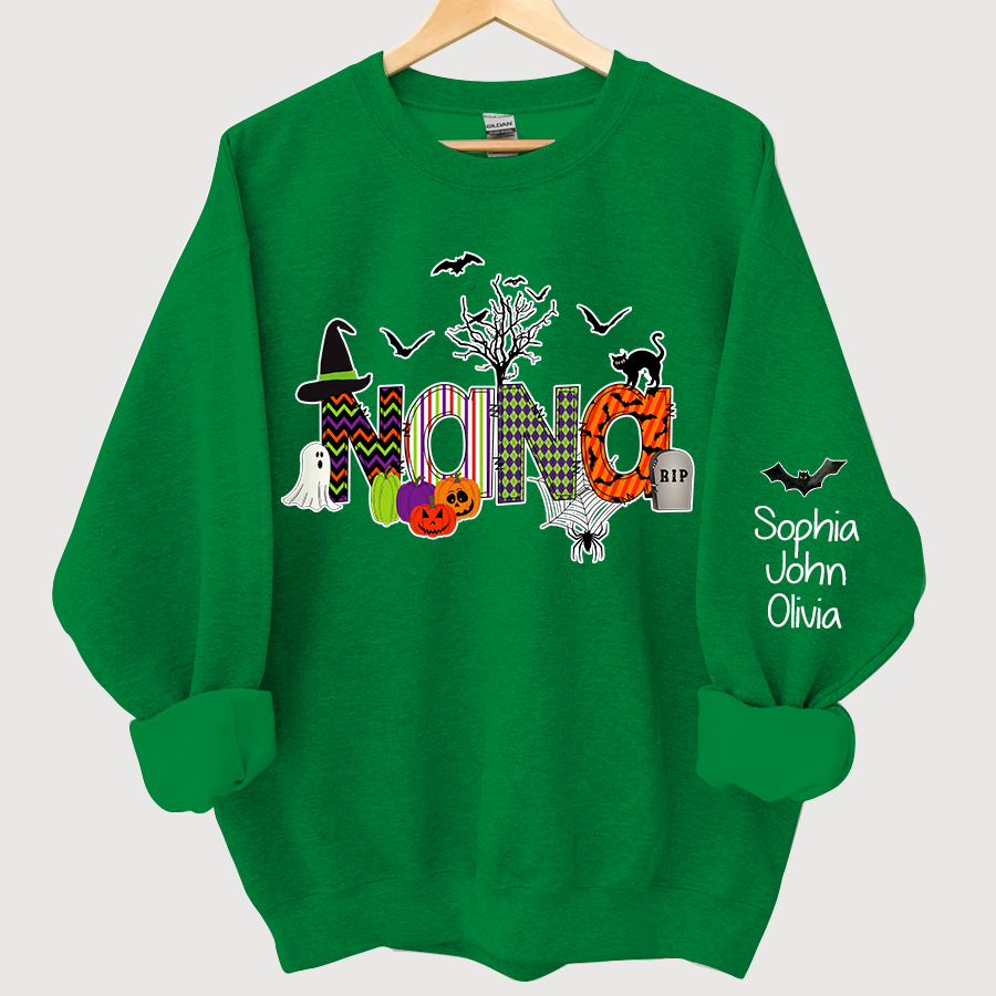 Personalized Halloween Doodle Alphabet Nana Grandma Grandkids Sweatshirt