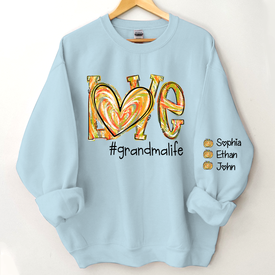 Love Grandmalife Pumpkin Color Painted And Grandkids Autumn Sweatshirt
