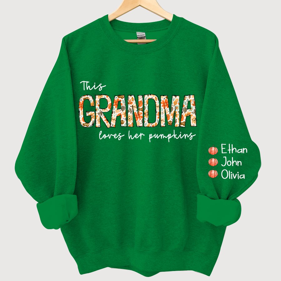 This Grandma Loves her pumpkins Autumn And Grandkids CL01 Sweatshirt