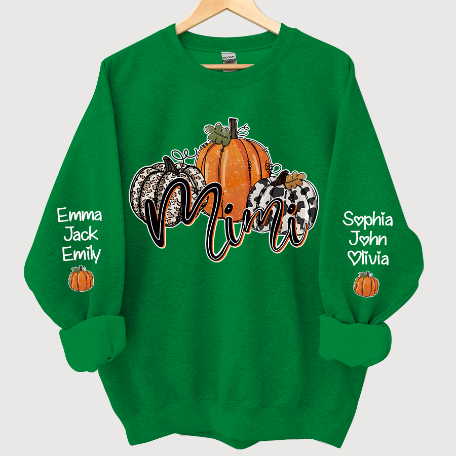 Personalized Mimi, Grandma Pumpkins Autumn And Grandkids CL01 Sweatshirt