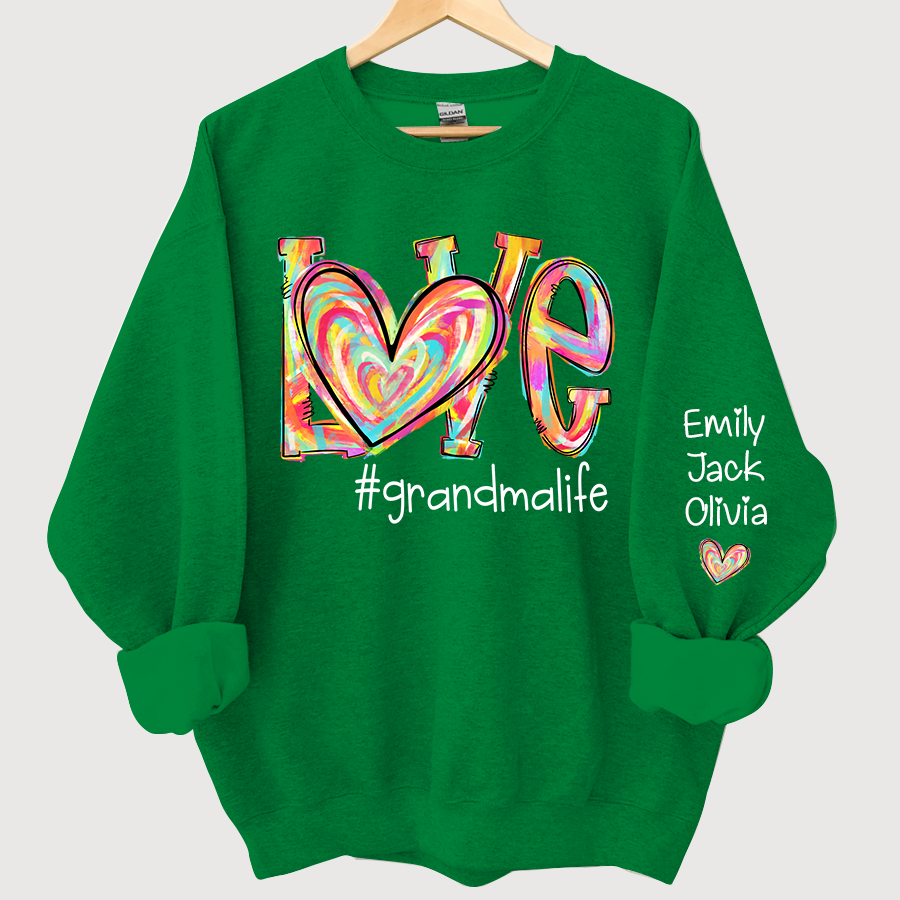 Love Grandma Life Fall Autumn Color Clipart And Grandkids Sweatshirt