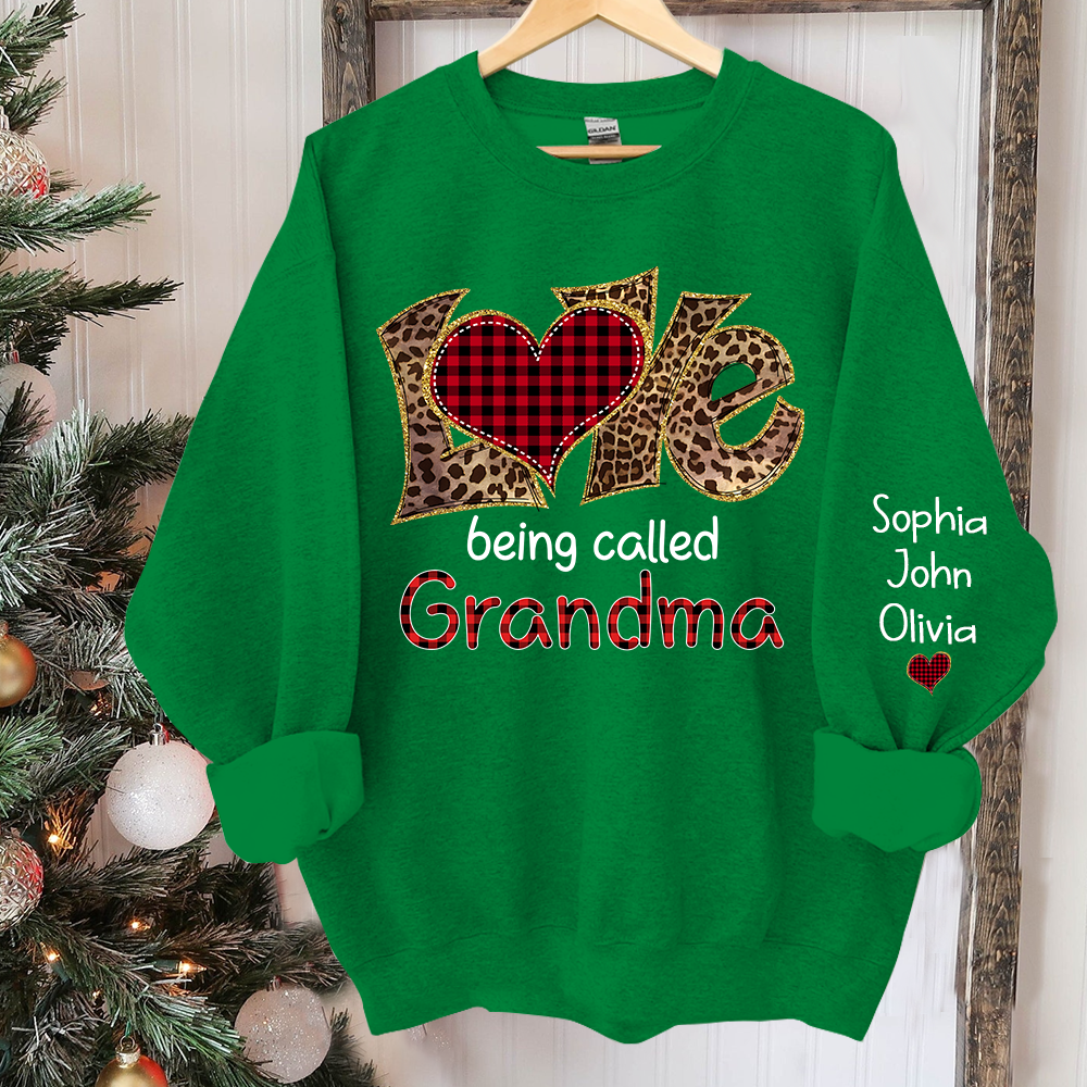 Love being called Grandma leopard And Grandkids Sweatshirt