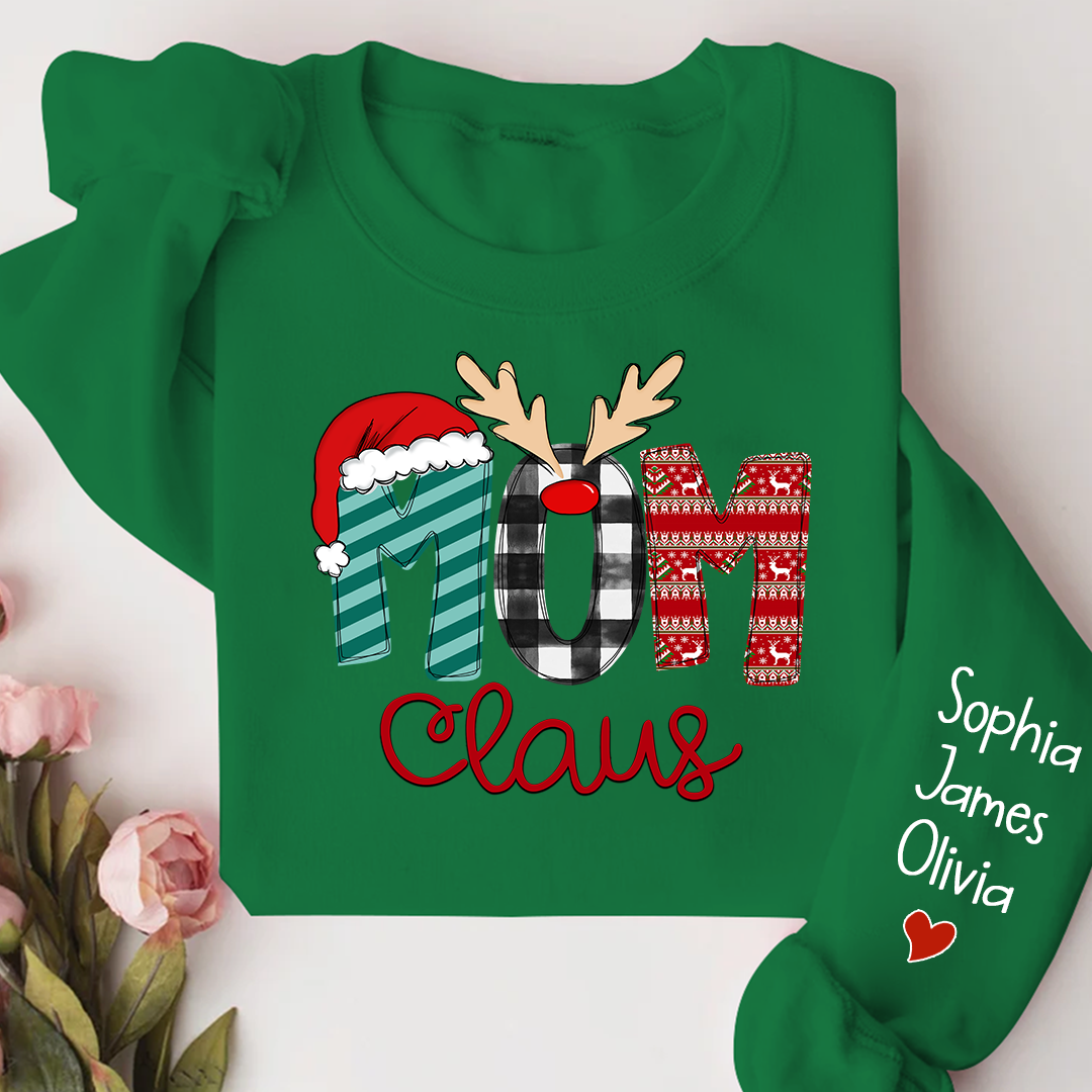 Merry Christmas 2023 Mom Claus Sweatshirt, Custom Mom , Mama and Kids Sweatshirt