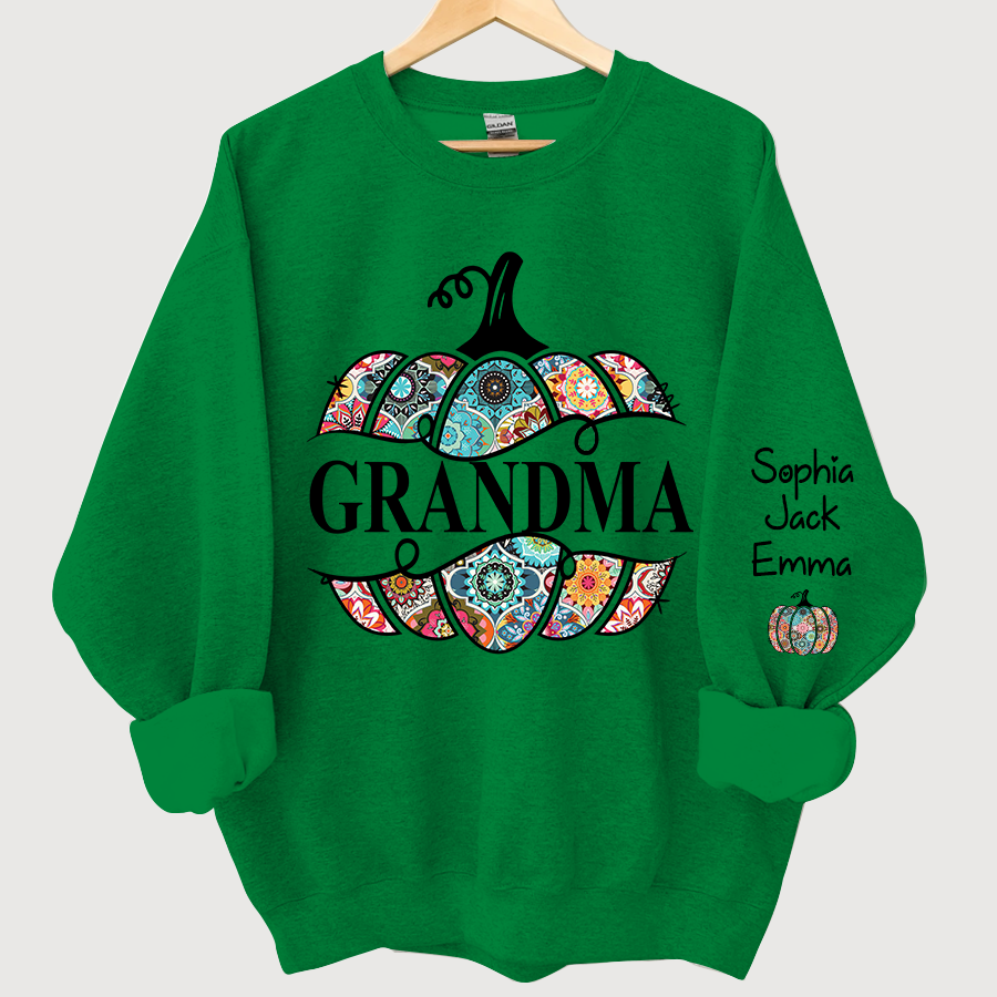 Personalized Cut Pumpkin With Grandkid Trend autumn Sweatshirt