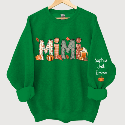 Mimi, Grandma, Nana Fall Doodle And Grandkids Autumn Sweatshirt