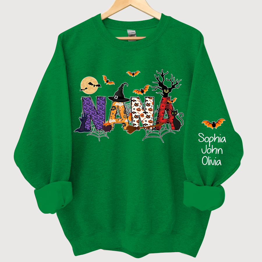 Nana Grandma Halloween Alphabet Doodle Witch Ghost Pumpkin Bat Grandkids CL01 Sweatshirt