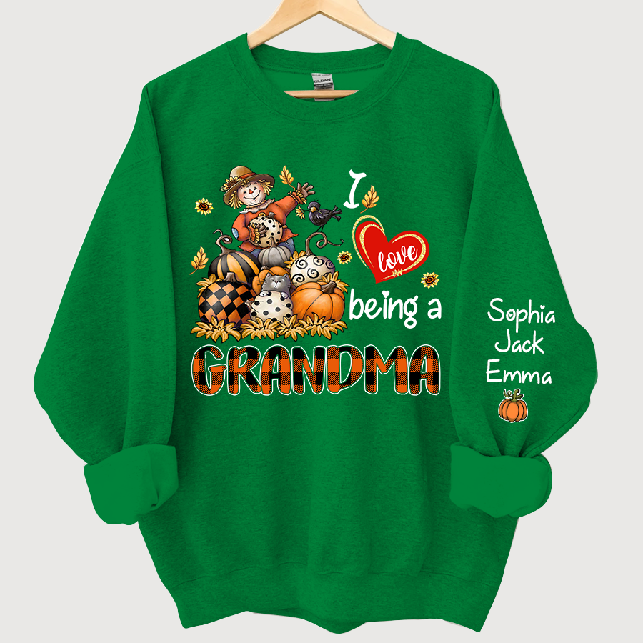 I Love Being A Grandma Pumpkin And Grandkids Autumn Sweatshirt