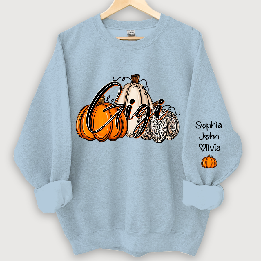 Personalized Gigi, Grandma Pumpkins Autumn And Grandkids Sweatshirt