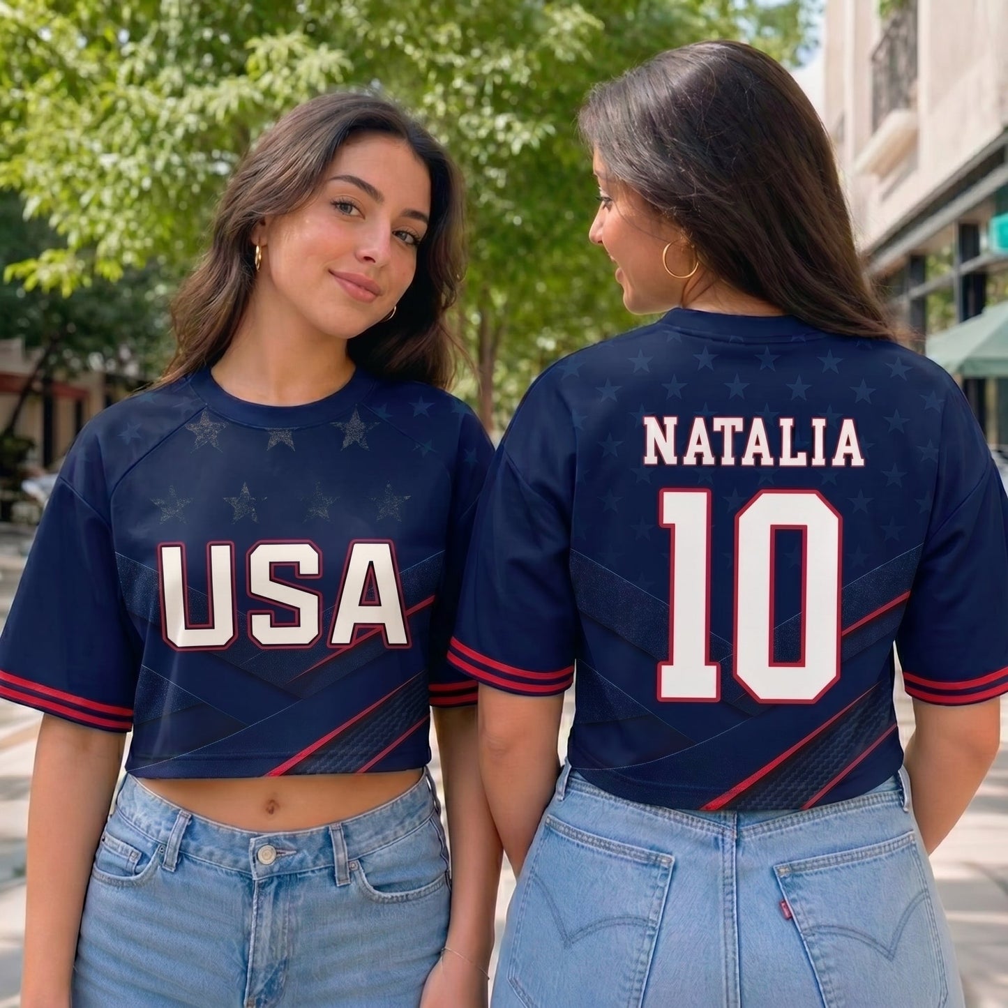 Custom Women's USA 2026 Jersey Crop Tee - Personalized Birthday Gifts For Soccer Lovers, Sports Fans, Sports Lovers - Stars, Stripes & Soccer Pride