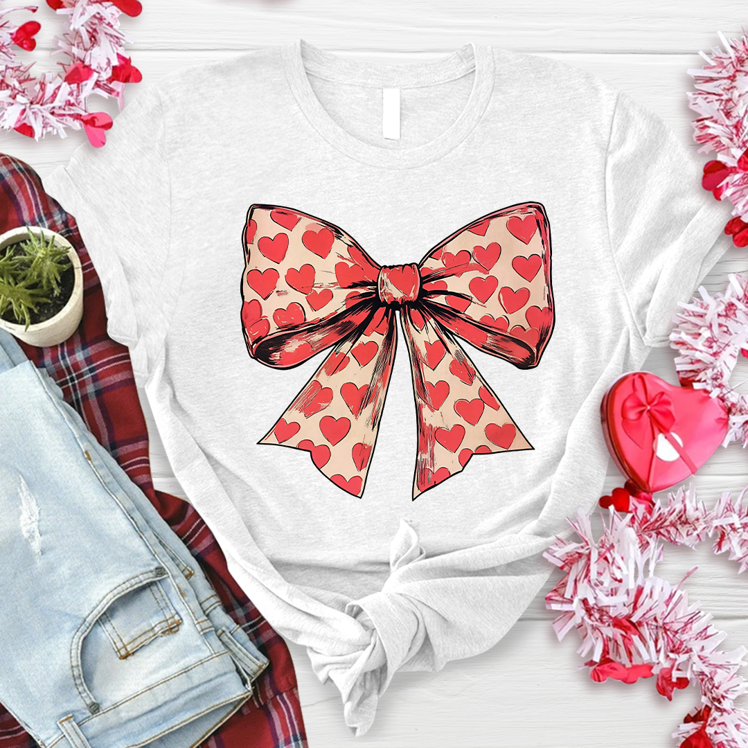 Valentine's day Heart Coquette Bow T-Shirt