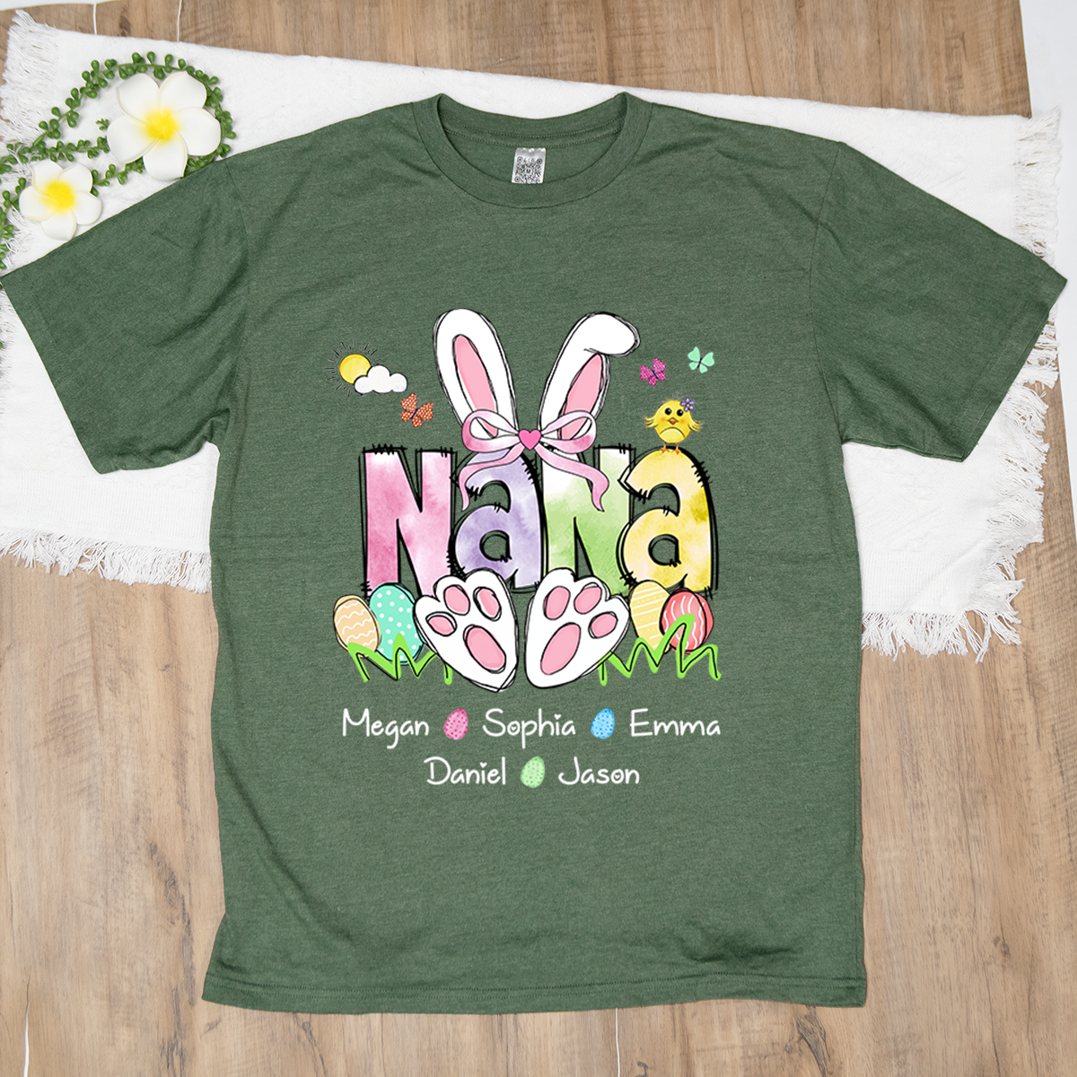 Custom Easter Grandma Shirt, Gift For Grandma, Grandma Easter Shirt With Grandkids Names T-Shirt