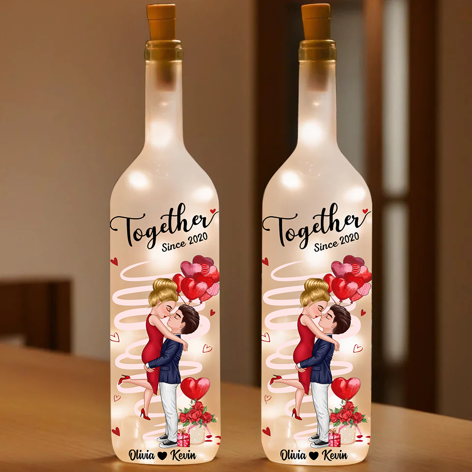 Custom Together Feels Like Home Love Quote, Bottle Lamp Personalized Gift for Husband Wife Bottle Lamp