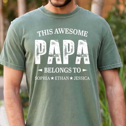Personalized Grandpa Shirt This Awesome Grandpa Belongs To with Custom Names, Proud Family T Shirt