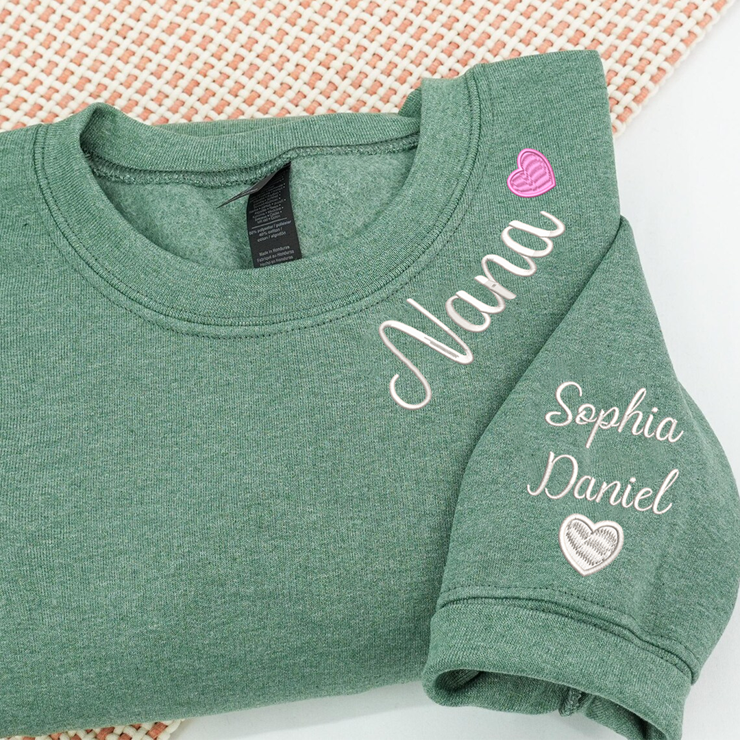 Embroidered Mimi Heart Personalized Mimi and Grandkids