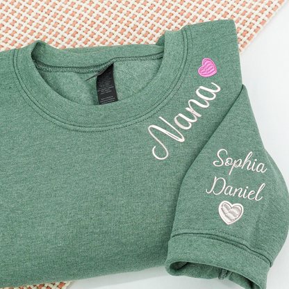 Embroidered Mimi Heart Personalized Mimi and Grandkids
