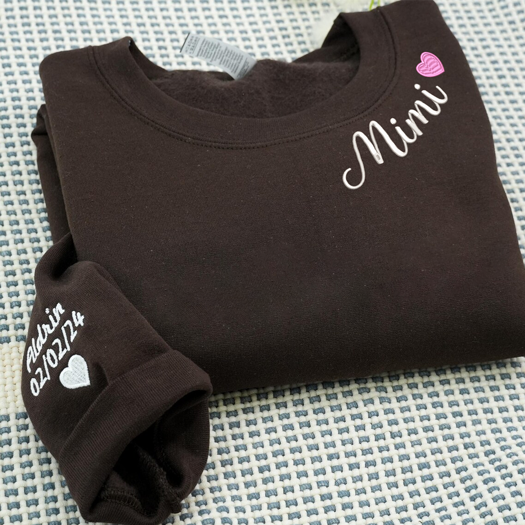 Embroidered Mimi Heart Personalized Mimi and Grandkids