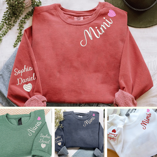 Embroidered Mimi Heart Personalized Mimi and Grandkids