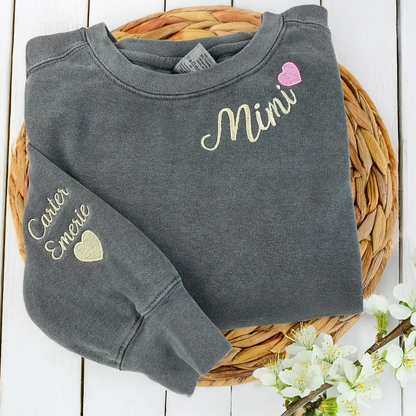 Embroidered Mimi Heart Personalized Mimi and Grandkids