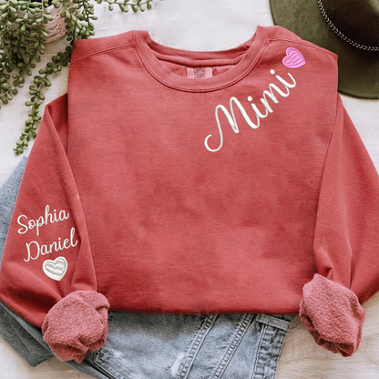 Embroidered Mimi Heart Personalized Mimi and Grandkids