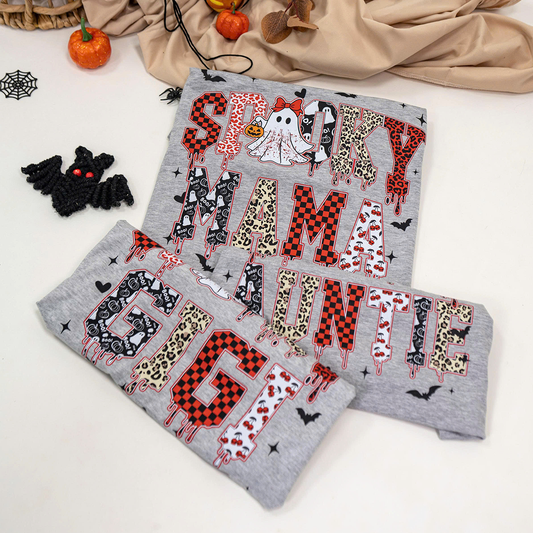 Custom Spooky Gigi And Grandkids Halloween Bow T-shirt