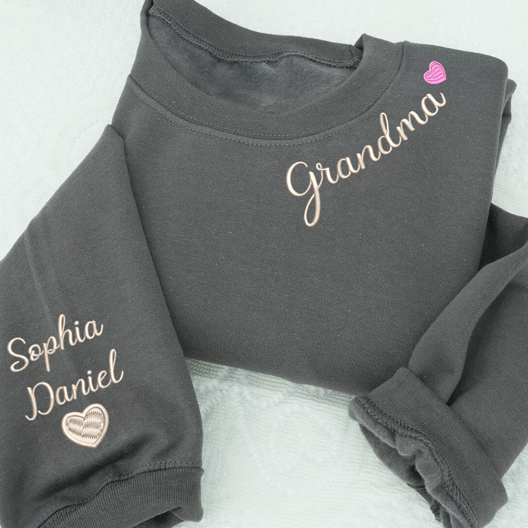 Embroidered Mimi Heart Personalized Mimi and Grandkids