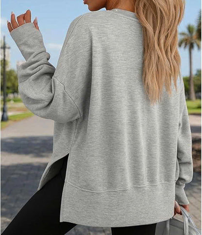Mama Claus Oversized Christmas Sweatshirt - Personalized Holiday Pullover with Kids' Names on Sleeve, Cozy Festive Gift for Mom