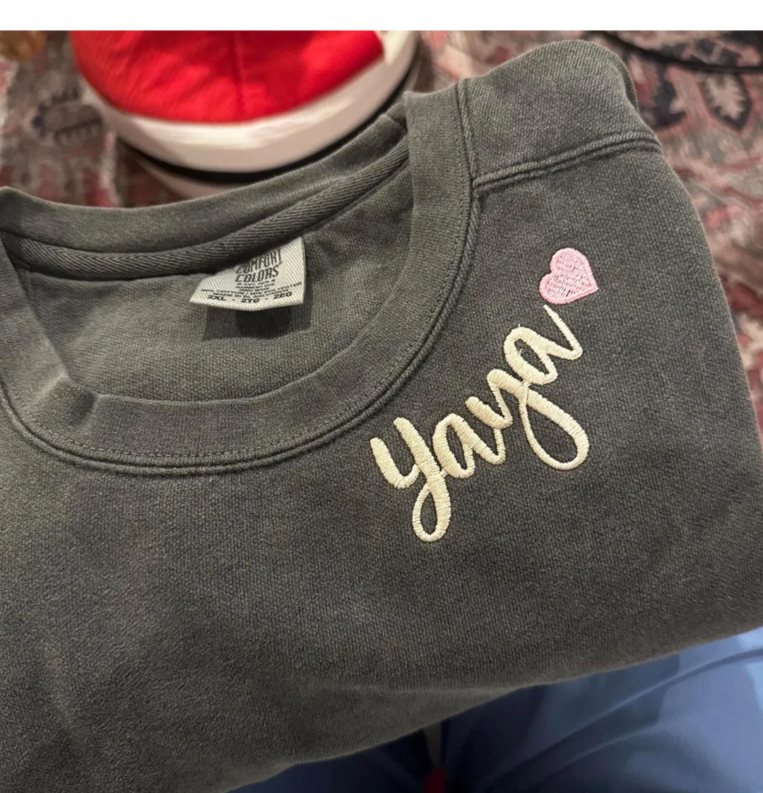 Embroidered Mimi Heart Personalized Mimi and Grandkids