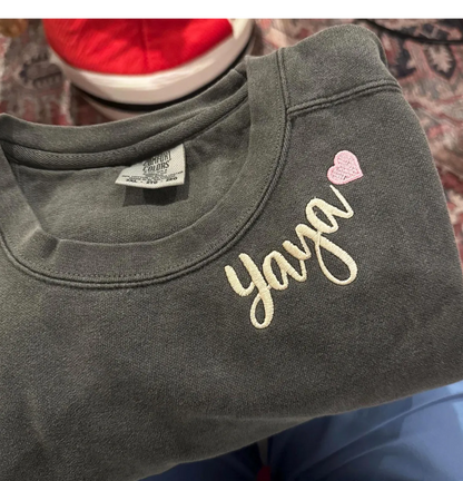 Embroidered Mimi Heart Personalized Mimi and Grandkids